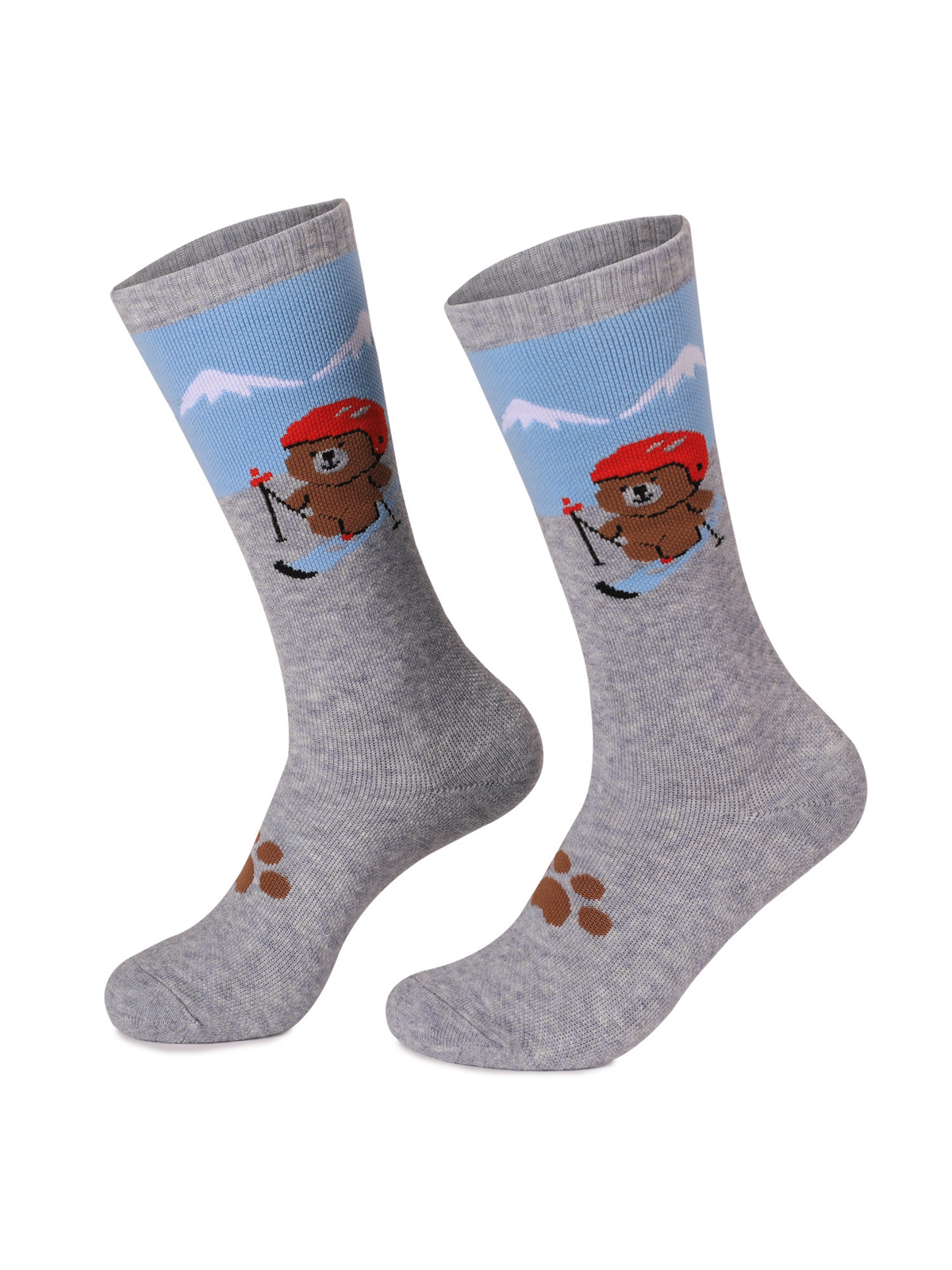 High Performance Kids Bear Pattern Ski Socks