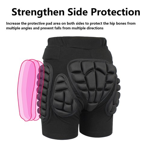 3D Protection Hip Butt EVA Paded Impact Shorts Women or Men Protective Gear Guard,Impact Pad Crash Pad Pants for Roller, Inline, Ice Skating, Snowboarding, and Skiing Black (L)