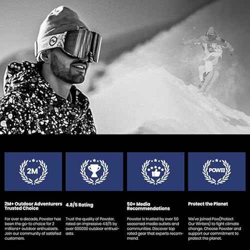 Powster Ski Goggles Snow OTG Snowboard Goggles Magnetic Interchangeable Lens Frameless UV Protection Anti-fog mobile Skating