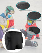 Reomoto Kids Hip Protection Pads Shorts Skiing Skating Snowboard Hip Protection Pads EVA 3D Padded Hip Bone Protection Pants for Teenagers (Black, S)