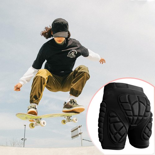 3D Protection Hip Butt EVA Paded Impact Shorts Women or Men Protective Gear Guard,Impact Pad Crash Pad Pants for Roller, Inline, Ice Skating, Snowboarding, and Skiing Black (L)