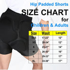 3D Protection Padded Shorts, Hip Butt Tailbone Crash Pad Pants, Impact Protective Gear for Figure Skating Snowboarding Ski Roller Skateboard (Black, X-Large)