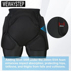 3D Protection Padded Shorts, Hip Butt Tailbone Crash Pad Pants, Impact Protective Gear for Figure Skating Snowboarding Ski Roller Skateboard (Black, X-Large)