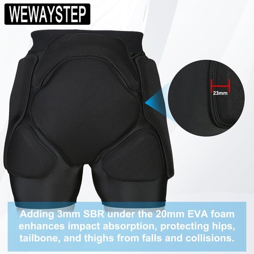 3D Protection Padded Shorts, Hip Butt Tailbone Crash Pad Pants, Impact Protective Gear for Figure Skating Snowboarding Ski Roller Skateboard (Black, X-Large)
