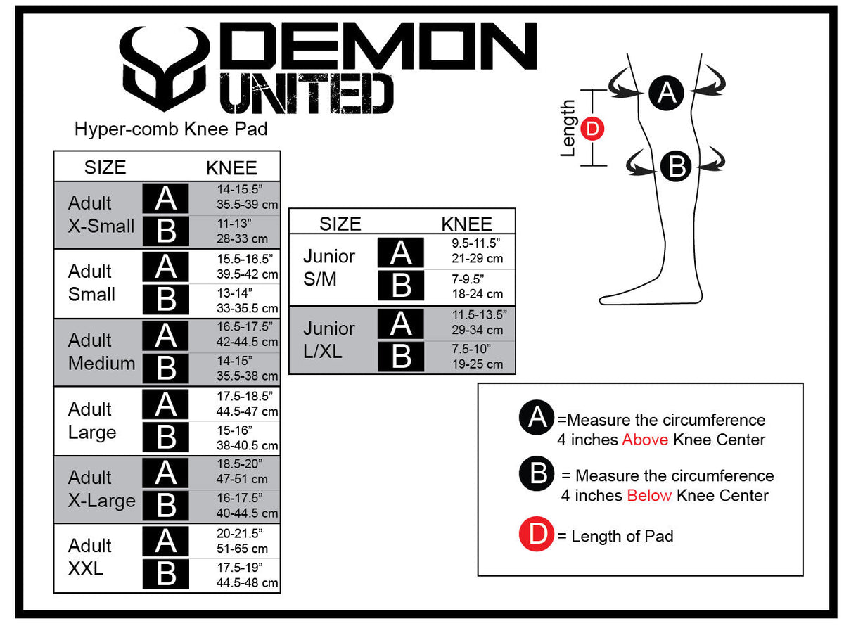 Knee Pads — Demon Hyper-Comb, Multi-Sport Protection